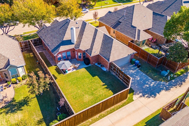 aerial view with a residential view