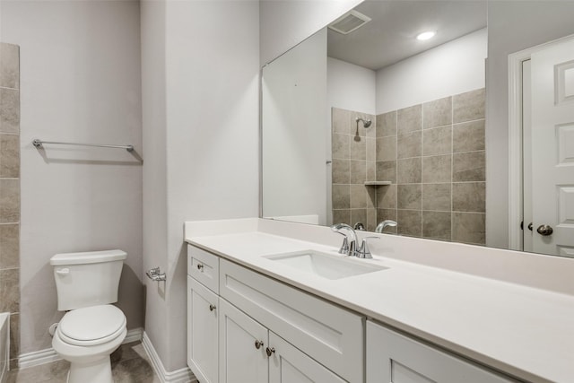 3007 Milton Dr, Melissa, TX 75454 - full bath featuring visible vents, a tile shower, toilet, and vanity