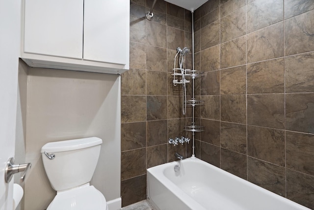 full bathroom with toilet and bathtub / shower combination