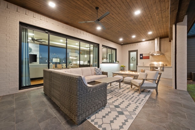 900 Sutherland Cres, Northlake, TX 76247 - view of patio featuring an outdoor kitchen, outdoor lounge area, and a ceiling fan