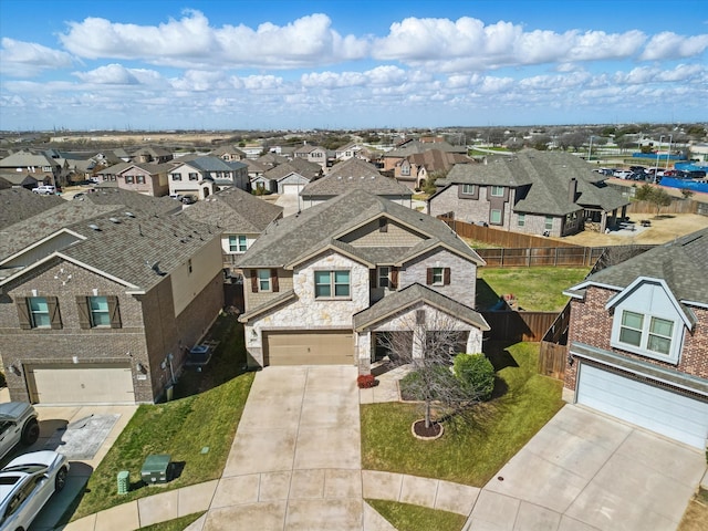 bird's eye view with a residential view