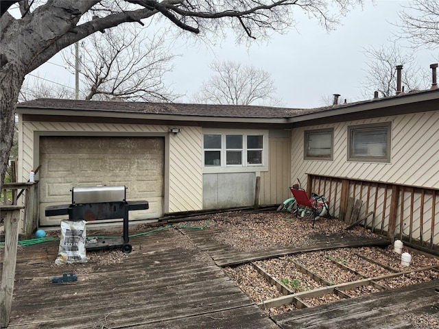 deck with a garage