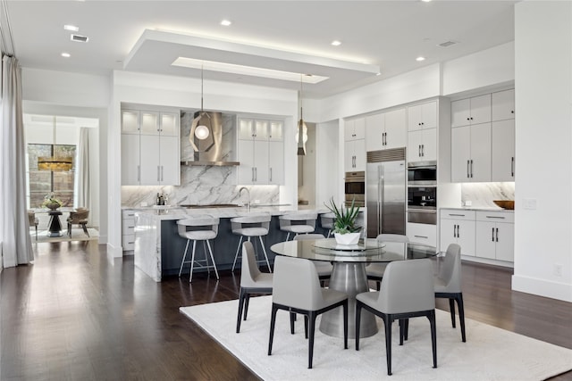 804 Kimball Ct, Allen, TX 75013 - dining space with dark wood finished floors, recessed lighting, and baseboards