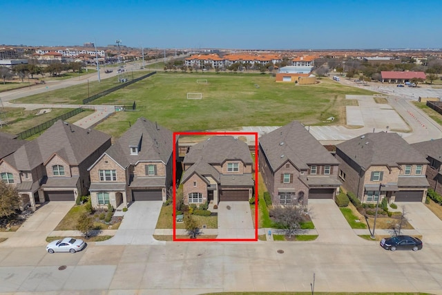 aerial view with a residential view