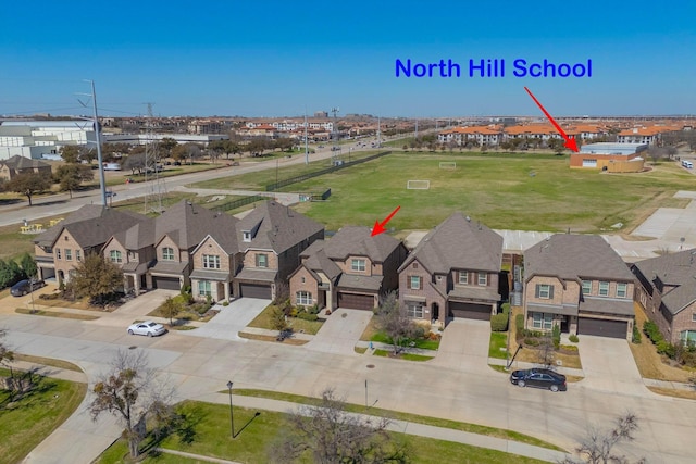 bird's eye view with a residential view