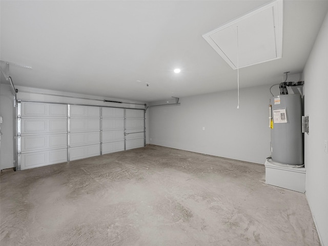 garage featuring water heater