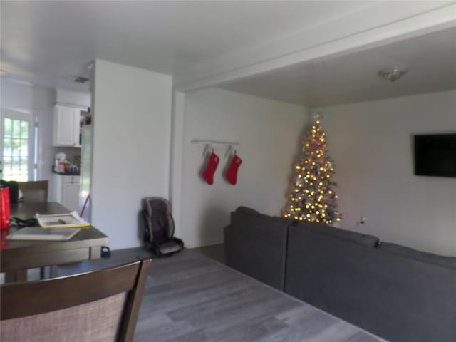 living room with wood finished floors