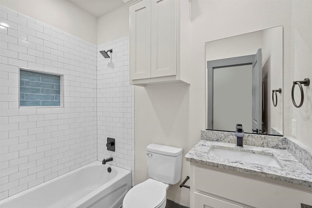 bathroom featuring vanity, toilet, and shower / bath combination