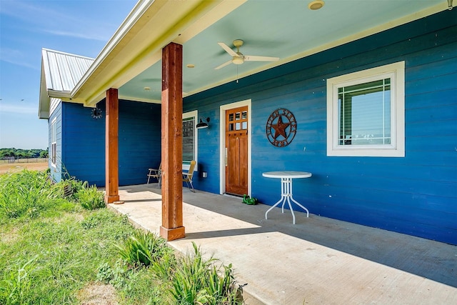 view of patio / terrace featuring a ceiling fan