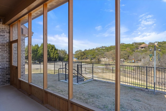 view of unfurnished sunroom