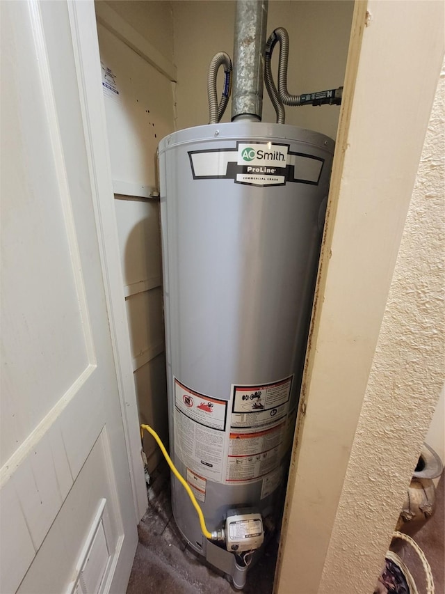 utility room featuring gas water heater