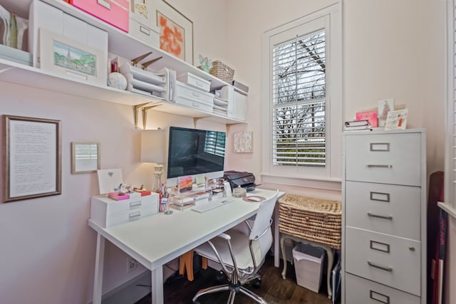 home office featuring wood finished floors