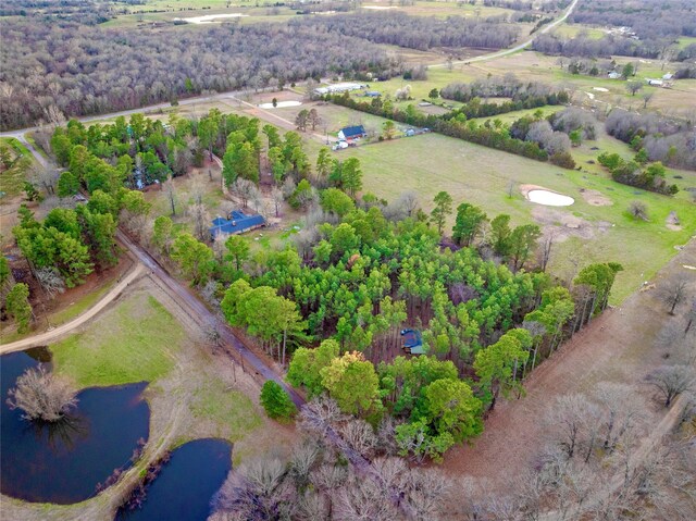 drone / aerial view featuring a rural view and a water view