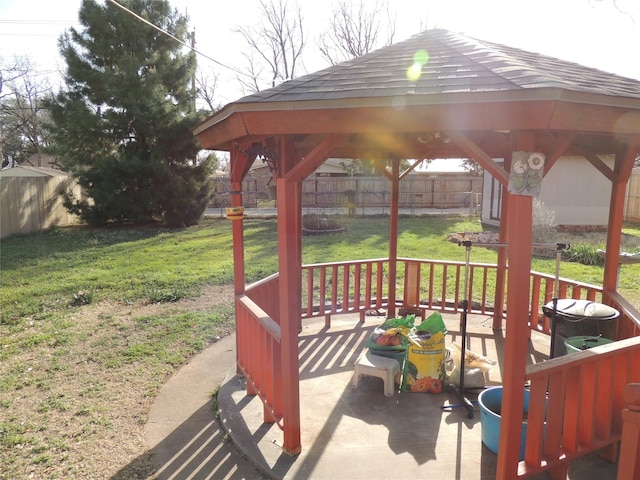 view of patio / terrace with a gazebo and fence