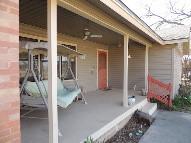 view of patio with ceiling fan