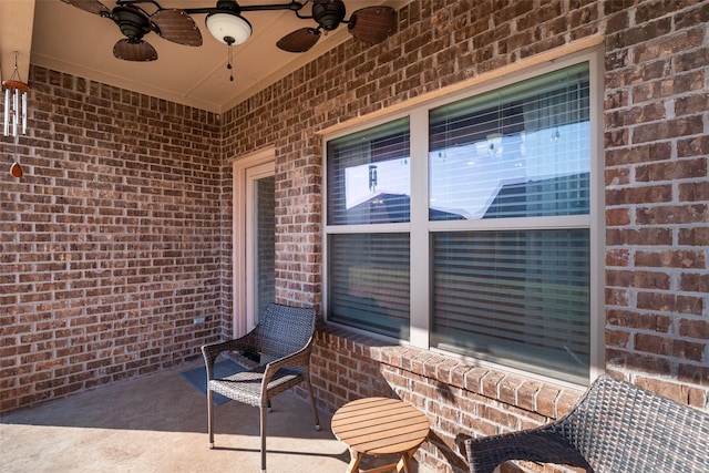 view of patio / terrace with a ceiling fan