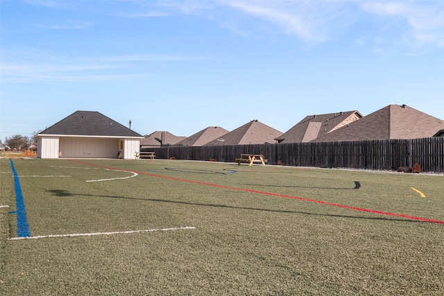 surrounding community featuring a fenced backyard and playground community