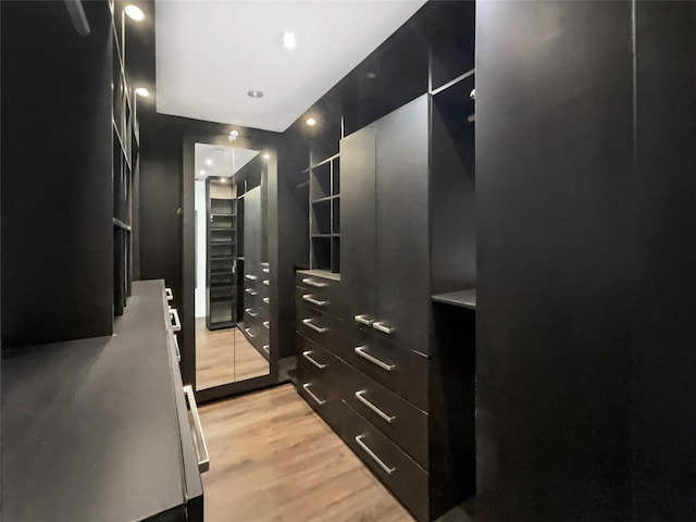 spacious closet with light wood-style flooring