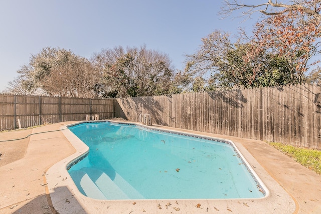 view of pool with a fenced backyard and a fenced in pool