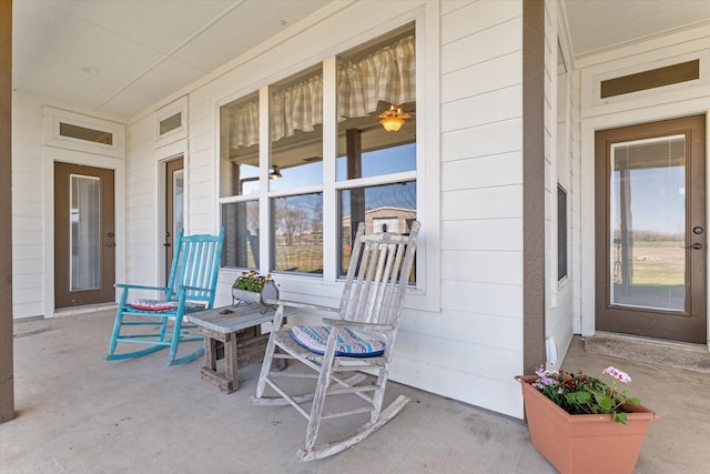 view of patio featuring a porch