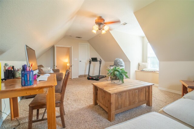 2885 Enloe Rd, Howe, TX 75459 - office space with light carpet, a ceiling fan, and lofted ceiling
