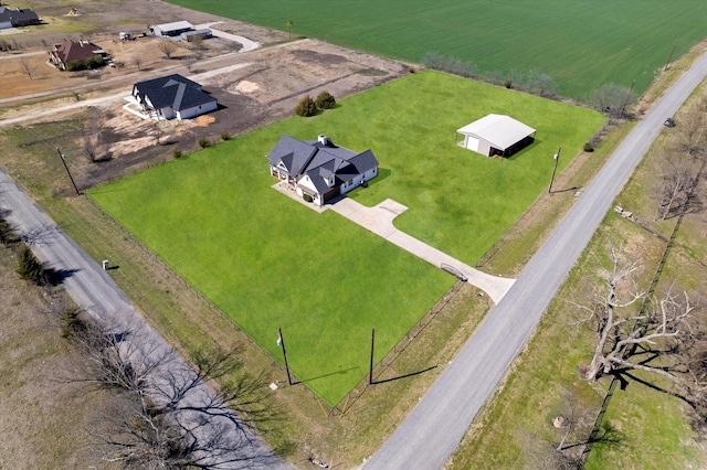 drone / aerial view with a rural view