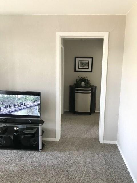 hallway featuring baseboards and carpet floors