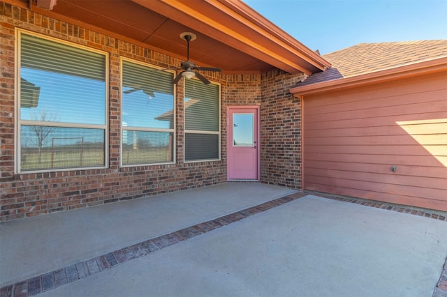 view of patio / terrace with ceiling fan