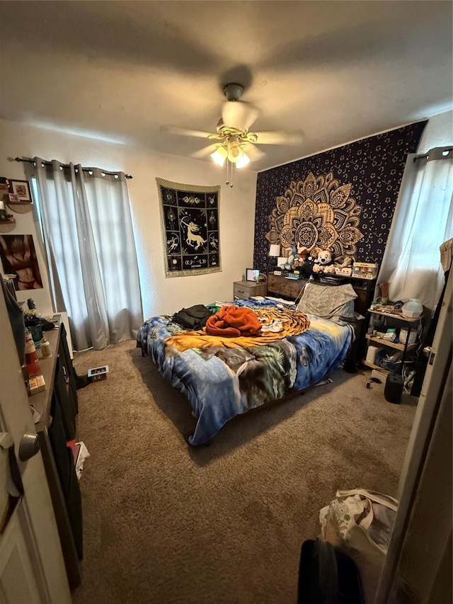 2208 Wagner Ave, Fort Worth, TX 76106 - carpeted bedroom with a ceiling fan and visible vents