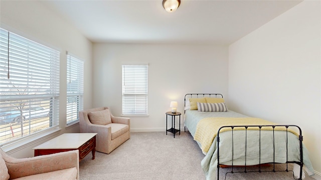 bedroom with baseboards and carpet floors