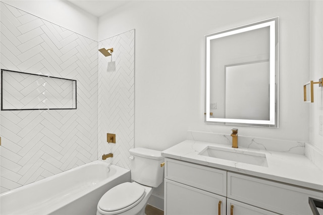 bathroom with vanity, toilet, and bathtub / shower combination