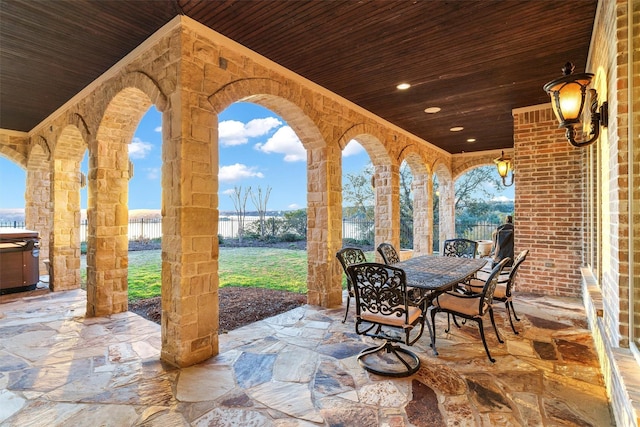 view of patio with outdoor dining area