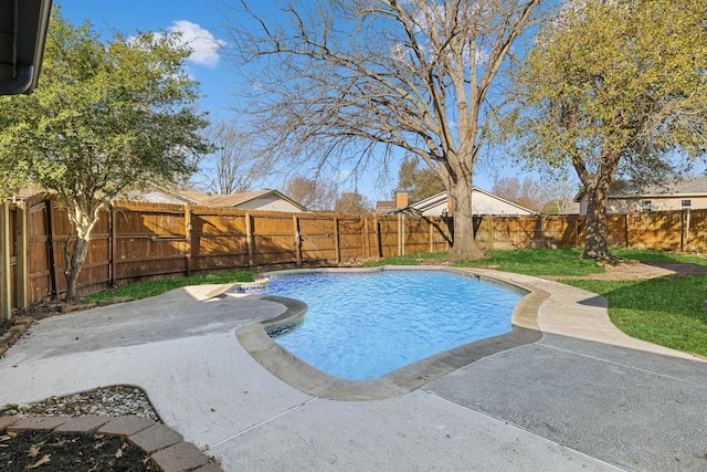 view of pool with a fenced in pool, a patio, and a fenced backyard