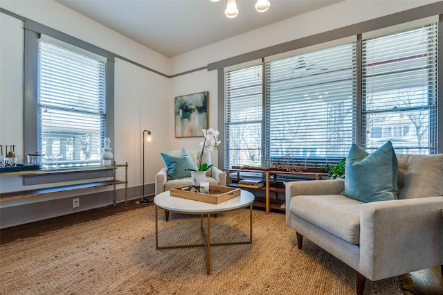 living area with wood finished floors