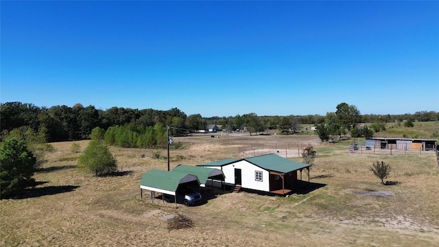 drone / aerial view featuring a rural view