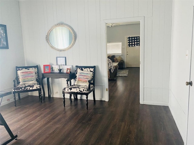 sitting room with wood finished floors