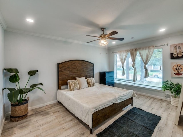 1253 Willow Glen Dr, Dallas, TX 75232 - bedroom with ornamental molding, light wood-style flooring, and baseboards