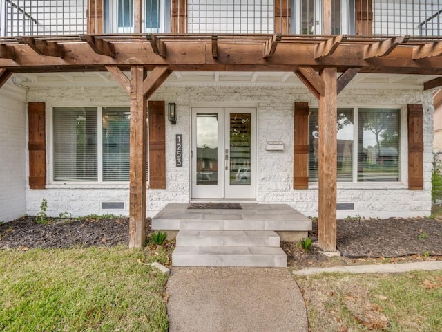 1253 Willow Glen Dr, Dallas, TX 75232 - doorway to property with a pergola, crawl space, and french doors