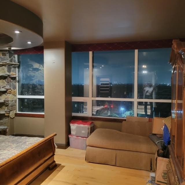 bedroom featuring wood finished floors