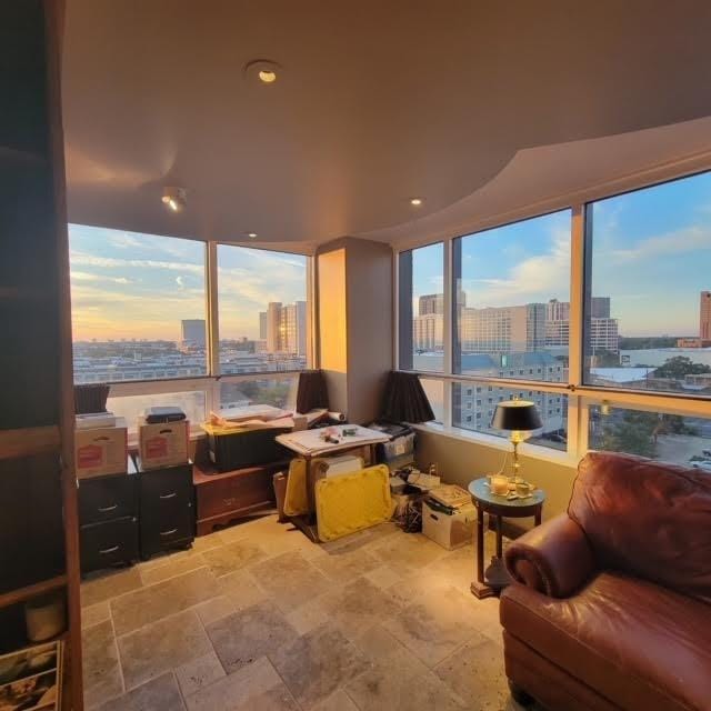 sunroom with a view of city