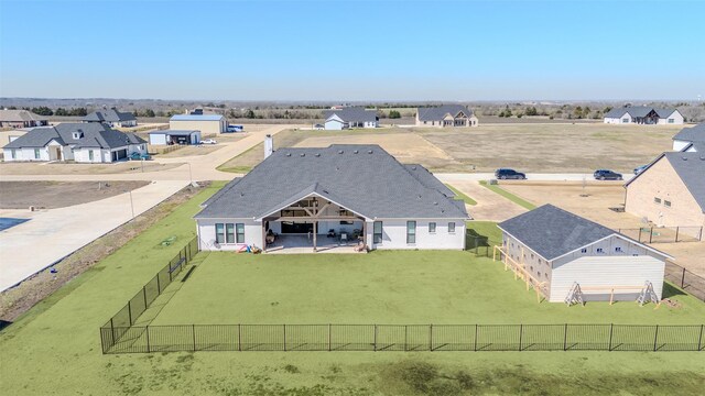 bird's eye view with a residential view and a rural view