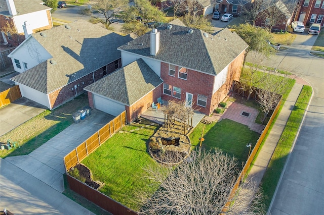 bird's eye view featuring a residential view