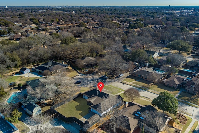 birds eye view of property with a residential view