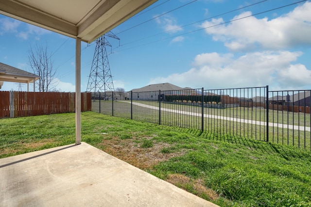 view of yard with a patio area and fence