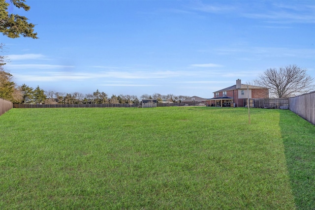 view of yard featuring a fenced backyard