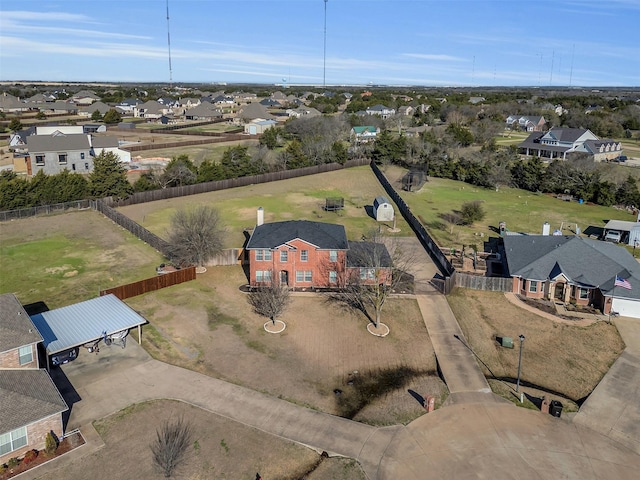 bird's eye view with a residential view