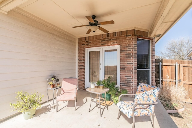 1013 Vista View Dr, Burleson, TX 76028 - view of patio / terrace featuring fence and a ceiling fan