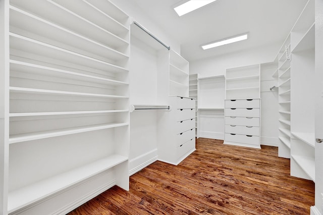 walk in closet with wood finished floors