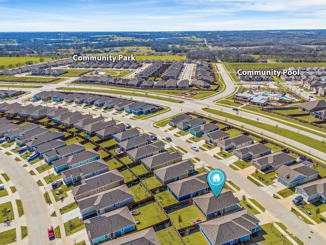 aerial view with a residential view