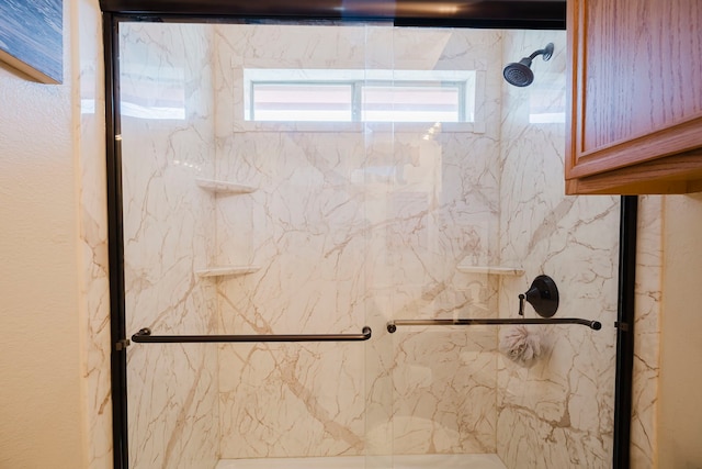 interior details with a marble finish shower